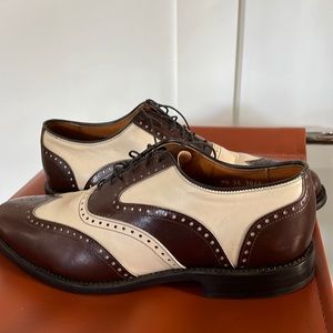 Allen Edmonds Men’s Brown White Leather Oxford Lace Up Dress Shoes Size 9.5
